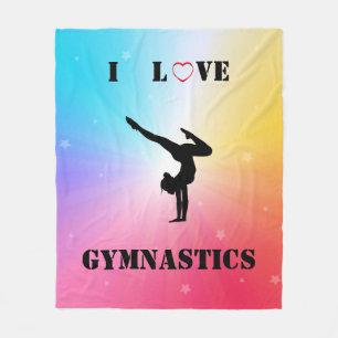 Girls Rainbow "I Love Gymnastics" Fleece Blanket