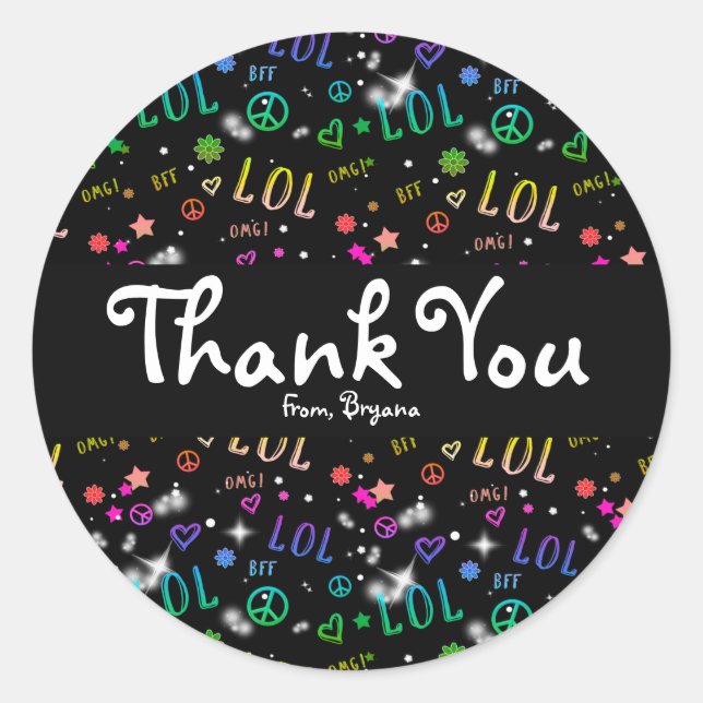 Girls Rainbow LOL Birthday Party Favour Stickers (Front)