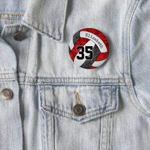 girls red black volleyball team colours custom 2 inch round button