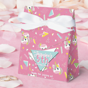 Girls Retro Pink Unicorn Birthday Favor Box