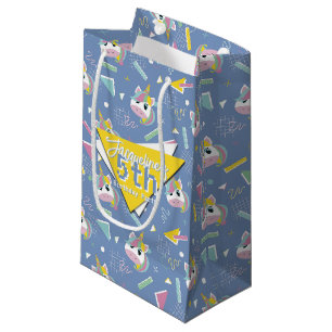 Girls Retro Purple Unicorn Birthday Small Gift Bag