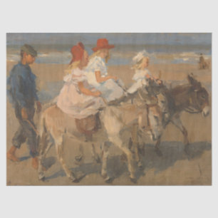 Girls Riding Donkeys on the Beach (Isaac Israels) Tissue Paper