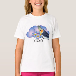 Girls Ringer T-Shirt with Parrot Cockatiel