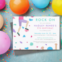 Girls Rock Climbing Birthday Party Invitation