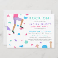 Girls Rock Climbing Birthday Party Invitation