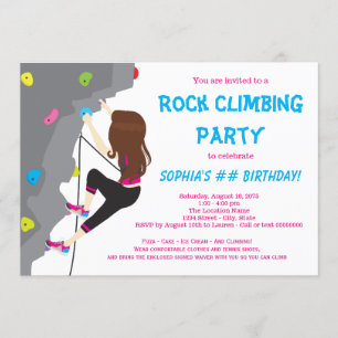Girls Rock Climbing Birthday Party Invitations