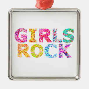 Girls Rock Design Empowering Spirit for Women ERA  Metal Ornament