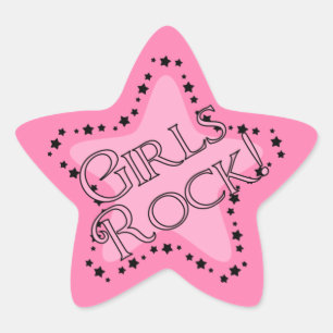 Girls Rock Pink Star Star Sticker