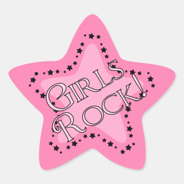 Girls Rock Pink Star Star Sticker (Front)