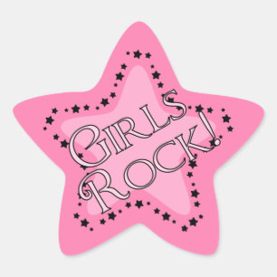 Girls Rock Pink Star Sticker