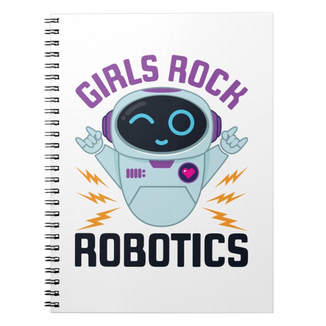 Girls Rock Robotics Cute Robot Team Women Notebook (Front)