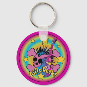 Girls Rock Skull Keychain