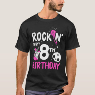Girls Rockstar Birthday Rock Star Themed Guitar 8t T-Shirt