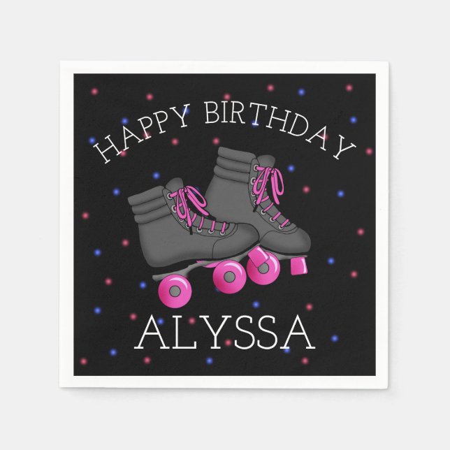 Girl's Roller Skate Birthday Napkin (Front)