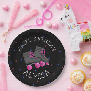Girl's Roller Skate Birthday Party Paper Plate