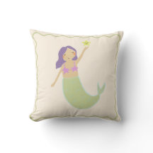 Girls Room Cute Mermaid Throw Cushion