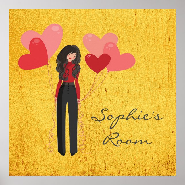 Girl's room cute personalised name poster (Front)