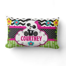 Girls Room Panda Bear Personalized Pillow