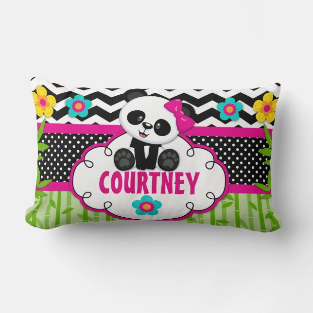 Girls Room Panda Bear Personalized Pillow (Front)