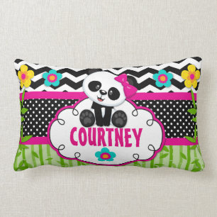 Girls Room Panda Bear Personalized Pillow