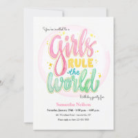 Girls Rule Birthday Party Invitation