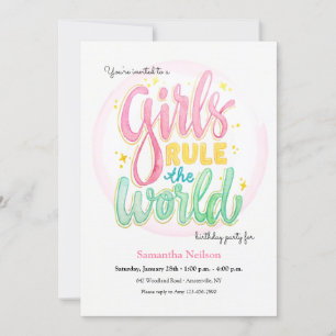 Girls Rule Birthday Party Invitation