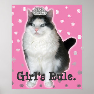 "Girl's Rule" Cat Tiara Poster