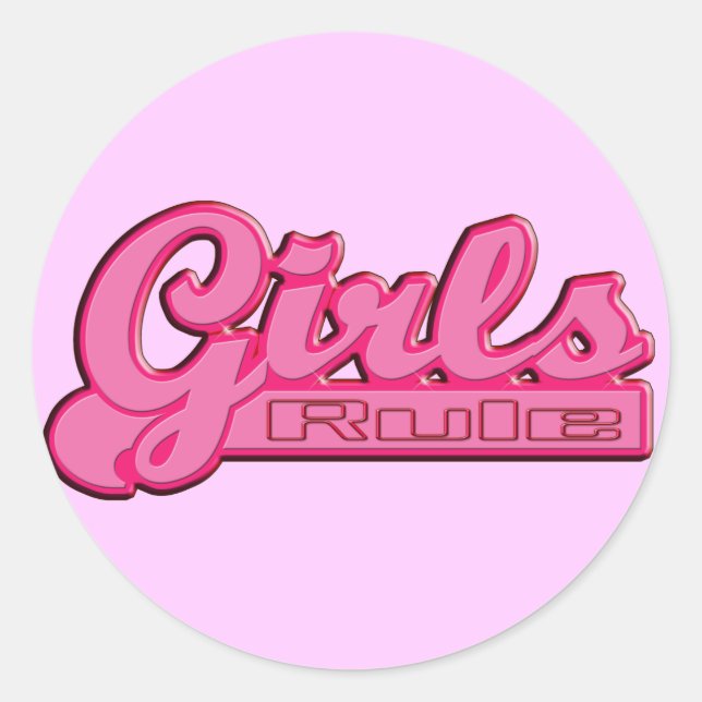 Girls Rule Classic Round Sticker (Front)