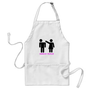 Girls Rule fun silhouette on pink Standard Apron