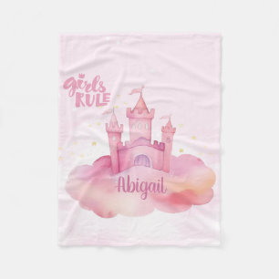Girls Rule Palace on the Pink Cloud watercolor Fleece Blanket