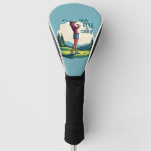 Girls Rule the Course Retro Golf Illustration Head Cover