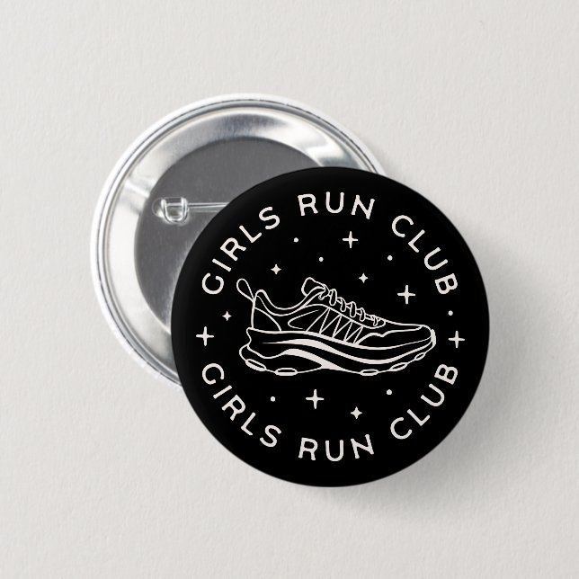 Girls run running club squad group 2 inch round button (Front & Back)
