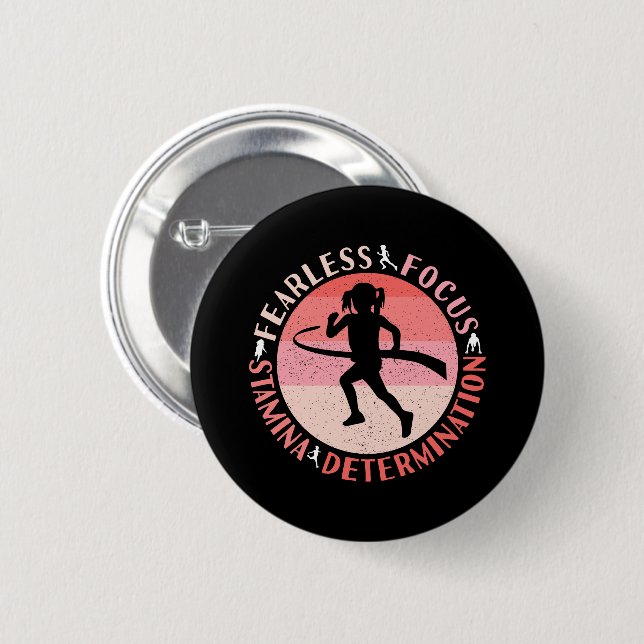 Girls Running Mindset - Focus Fearless Runner 2 Inch Round Button (Front & Back)