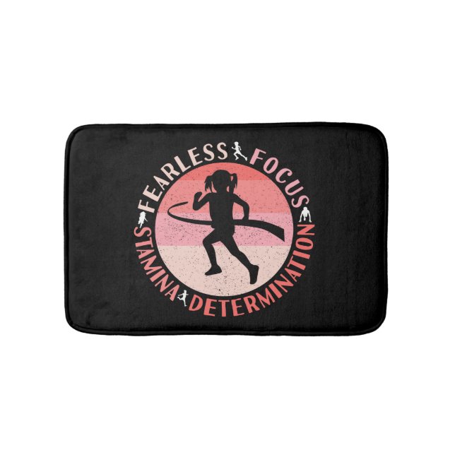 Girls Running Mindset - Focus Fearless Runner Bath Mat (Front)