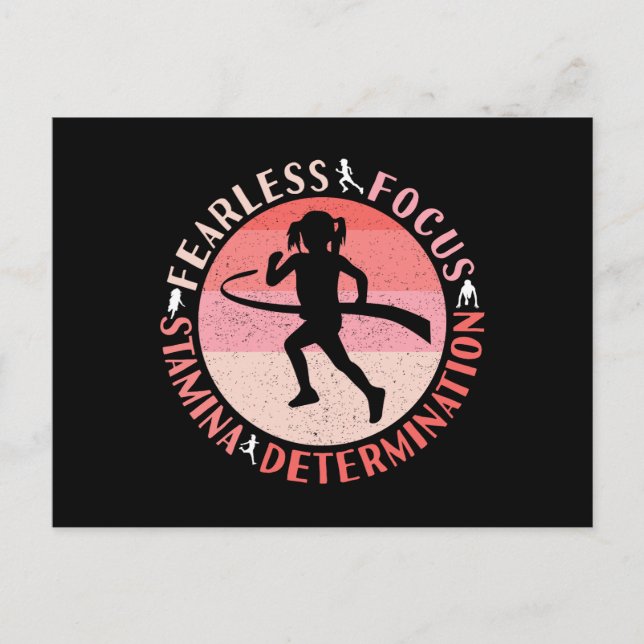 Girls Running Mindset - Focus Fearless Runner Postcard (Front)