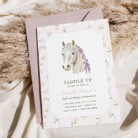 Girls Saddle Up Preppy Pony Horse Pink Birthday 
