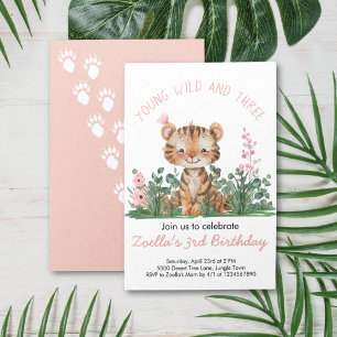 Girl's Safari Jungle Birthday Invitation