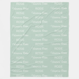 Girls Sage Green Personalized Script Name Fleece Blanket