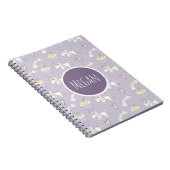 Girl's School Doodle Unicorn Pattern with Name Notebook (Right Side)