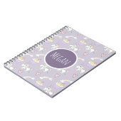 Girl's School Doodle Unicorn Pattern with Name Notebook (Left Side)