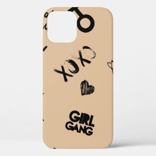 Girls seamless pattern with calligraphic slogan, h iPhone 12 case