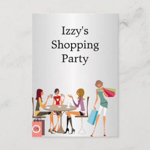 Girls Shopping Party Event Silver White Invitation
