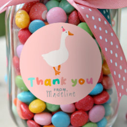 Girls Silly Goose First Birthday Thank You Favour Classic Round Sticker