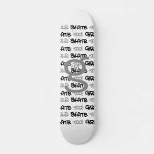 Girls Skate Too! - White Skateboard -(blk & grey)