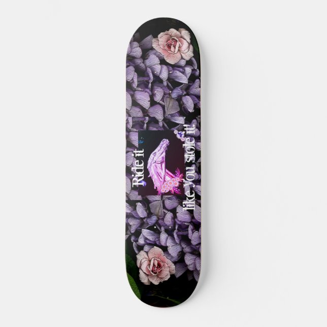 Girls skateboard with horse, flowers (Front)