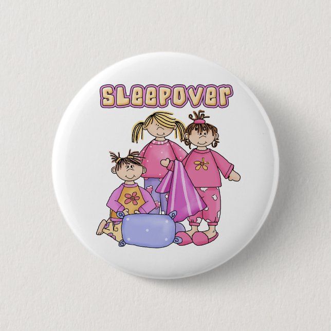 Girls Sleepover 2 Inch Round Button (Front)