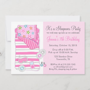 Girls Sleepover Pajama Slumber Party Invitation