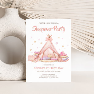 Girls Sleepover Party Birthday Party Invitation