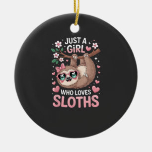 Girls Sloth T-Shirt Ceramic Ornament