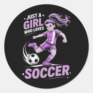 Girls Soccer _1 Classic Round Sticker